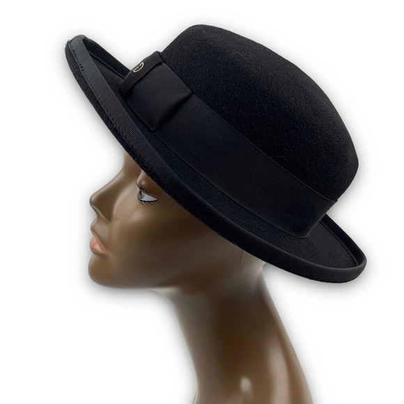 RARE 1970's GUCCI black wool felt bowler hat with classic GG logo - Picture 10 of 16